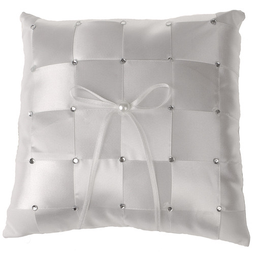 Ringkussen wit met strass steentjes