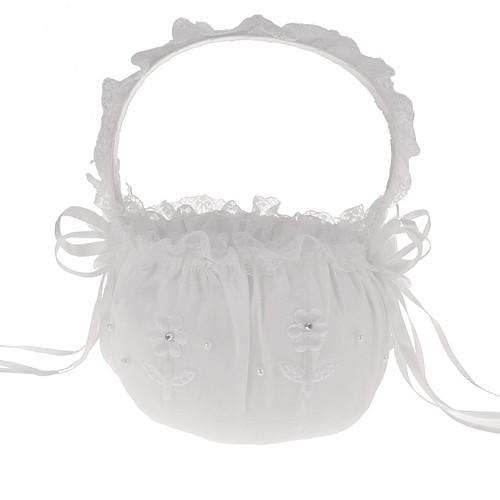 Strooimandje wit met bloemen