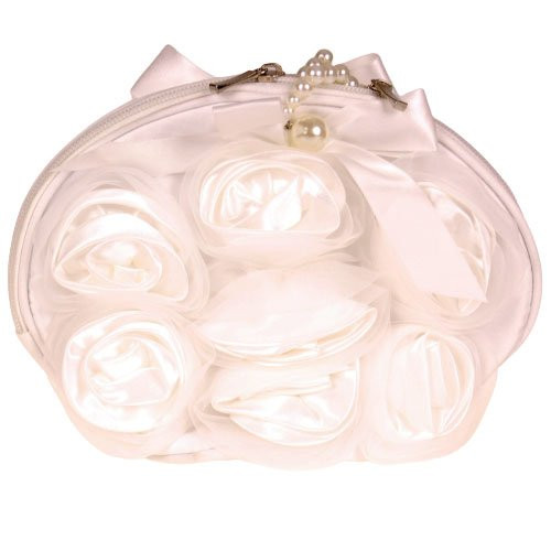 Tasje off-white met bloemen - 23x13cm