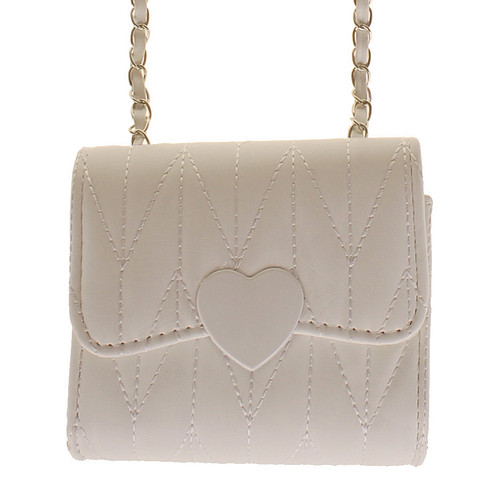 Schoudertasje - Ivoor met Hartje - Magneetsluiting - 13x13x7cm