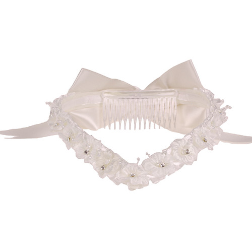 Diadeem meisjes ivoor met bloemen