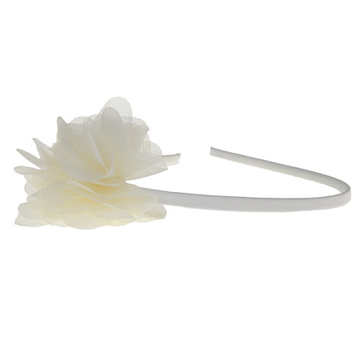 Diadeem ivoor met organza bloem