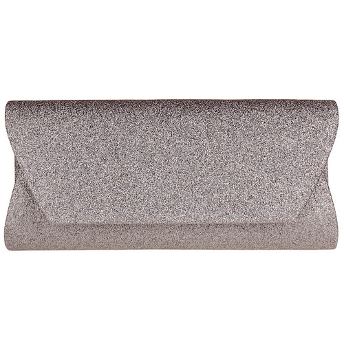 Avondtasje - Donkergrijs Glitterstof - Groter Formaat - Magneetsluiting - Schouderketting - 26x12.5cm