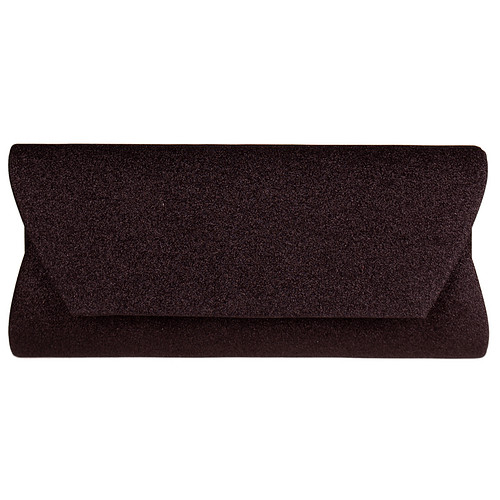 Avondtasje - Zwart Glitterstof - Groter Formaat - Magneetsluiting - Goudkleurige Schouderketting - 26x12.5cm