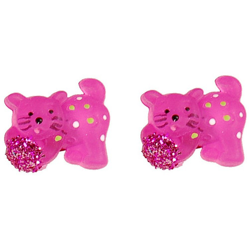 Kinderoorbelletjes poesjes Donkerroze