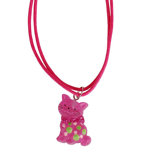 Kinderketting Fuchsia met Poesje