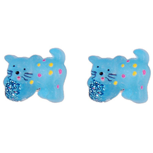 Kinderoorbelletjes poesjes blauw