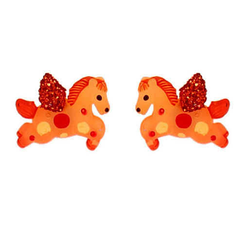 Kinderoorbelletjes Paardjes oranje - 2x1,5cm