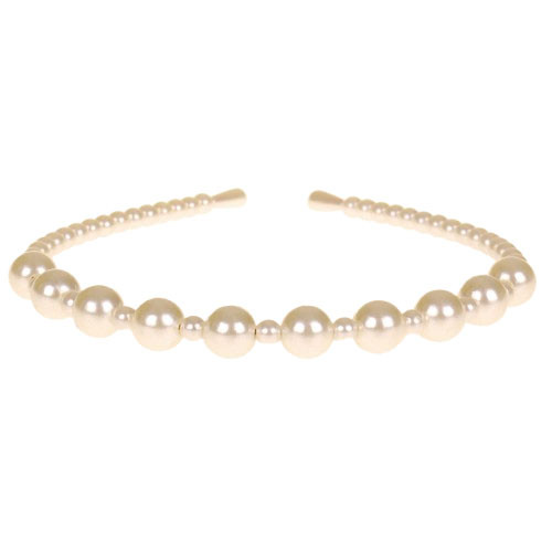 Diadeem - Ivoorkleurige Pareltjes Imitatie Groot&Klein 12mm/6mm - 12x15cm