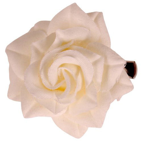 Haarclipje stoffen bloem ivoor - 5 cm 