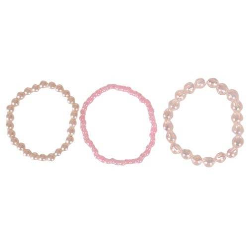 Setje van 3 kinderarmbandjes - roze, ivoor en doorzichtig