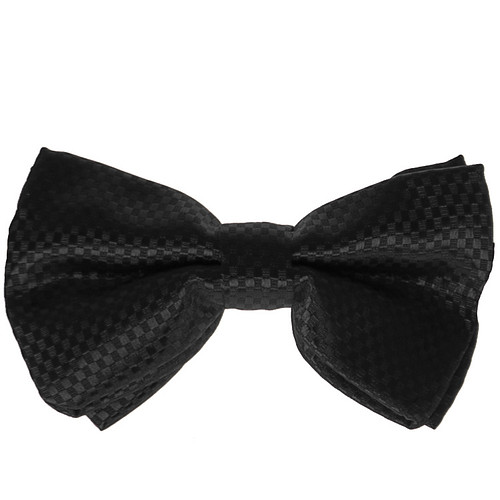 Vlinderstrik glimmend zwart geblokt