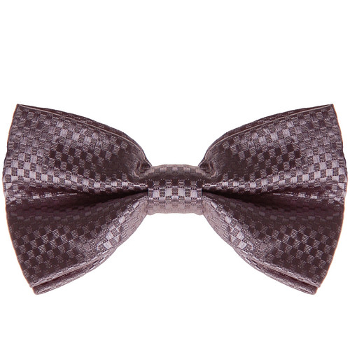 Vlinderstrik glimmend grijs geblokt