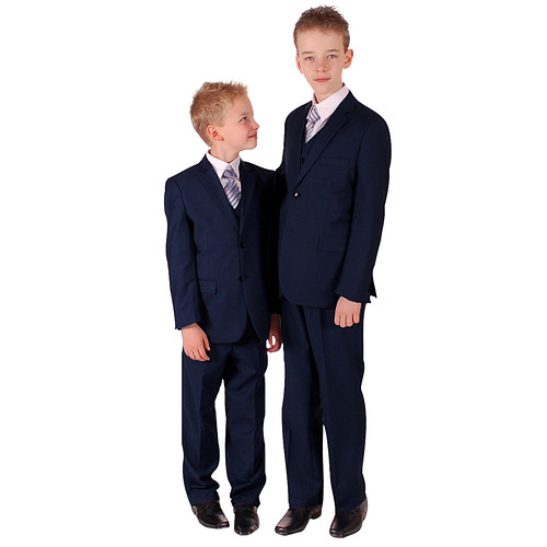 Luxe kinderkostuum donkerblauw effen