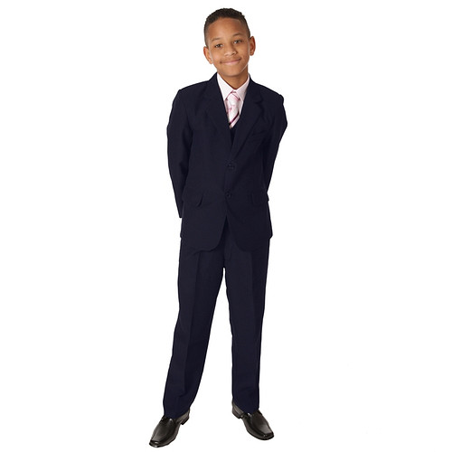 Luxe kinderkostuum effen donkerblauw