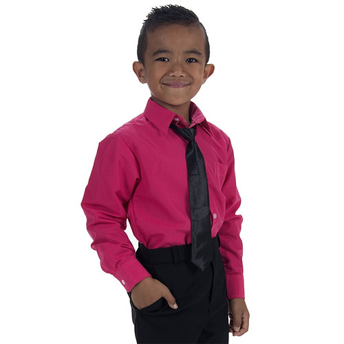 Kinderoverhemd lange mouw fuchsia