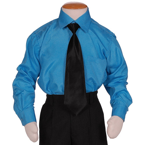 Kinderoverhemd lange mouw turquoise