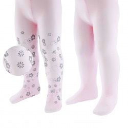 Babypanty's Roze 2-pack - Effen roze en Roze met Zilverkleurige Glitter Bloemetjes