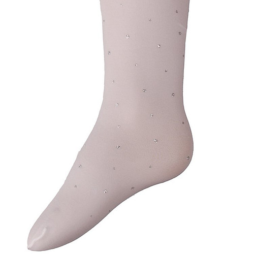 Kinderpanty met stipjes van glitters 50 DEN Wit