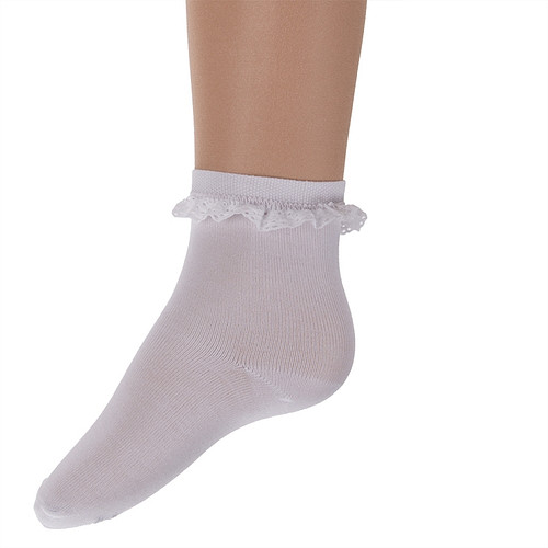 Meisjes sok wit met broderie