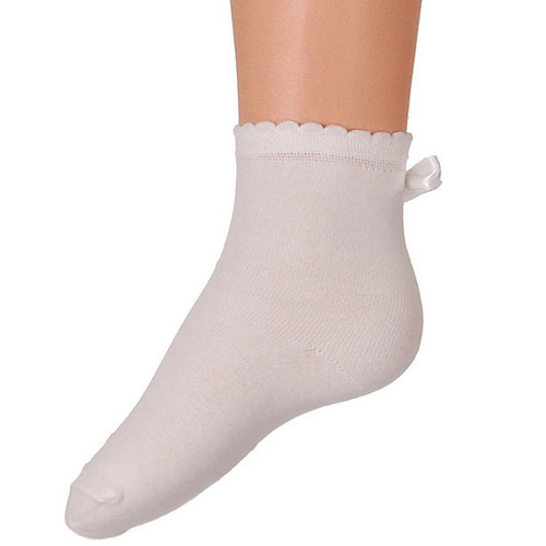 Meisjessok wit met strikje aan achterkant