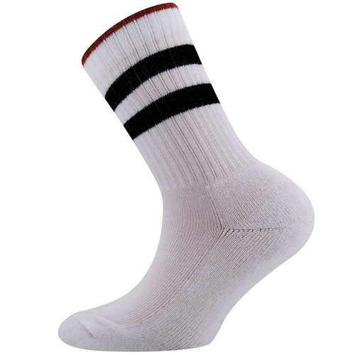 Kindersokken Ribstof Wit met Zwarte strepen - Ewers