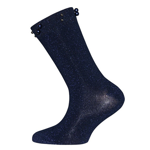 Kindersokken Donkerblauw met Glittergaren en pareltjes
