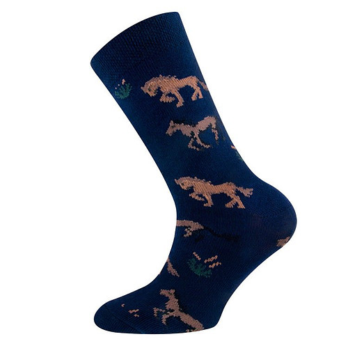 Kindersokken Donkerblauw met Paarden
