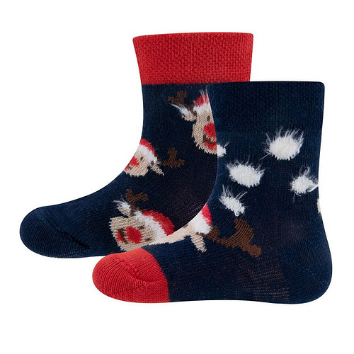 Dubbelpak Babysokken/Peutersokken Kerstrendier Donkerblauw