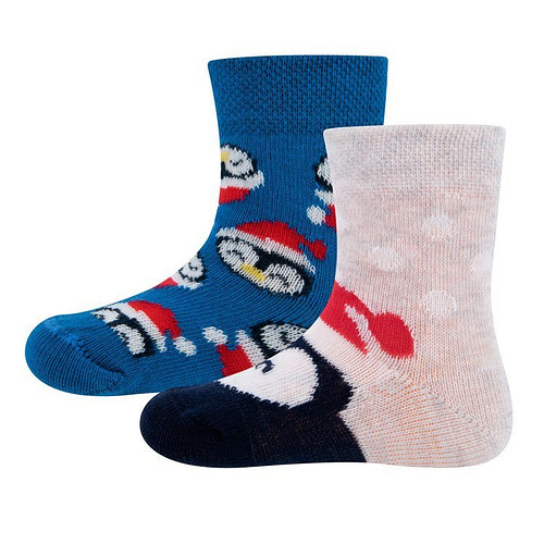 Dubbelpak Babysokken/Peutersokken Kerstpinguin