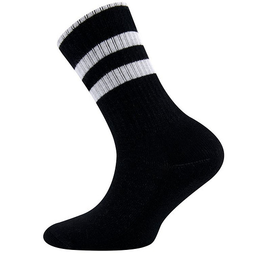 Kindersokken Ribstof Zwart met Witte strepen - Ewers