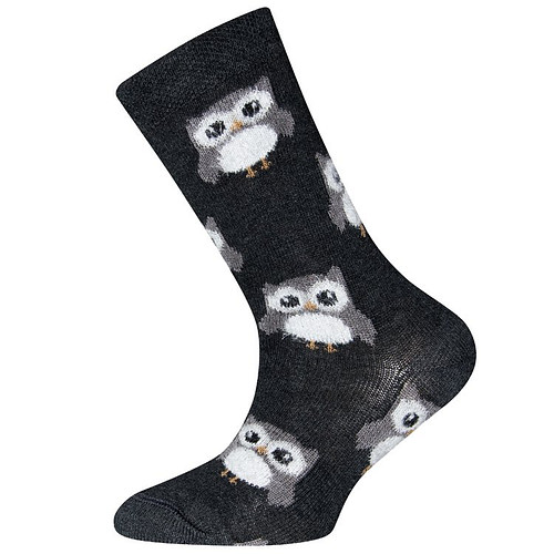 Kindersokken Donkergrijs met Uiltjes
