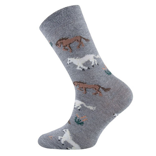 Kindersokken Grijs met Paarden