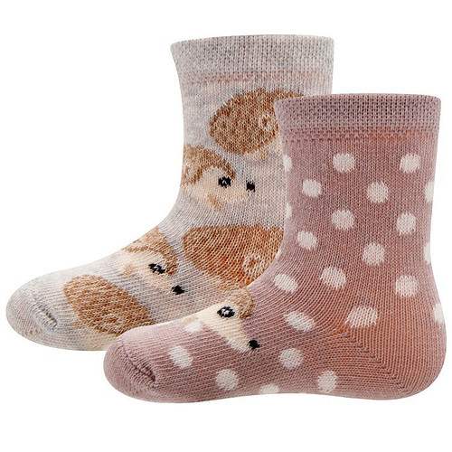 Babysokjes met Egeltjes Oudroze/grijs - Dubbelpak - Ewers