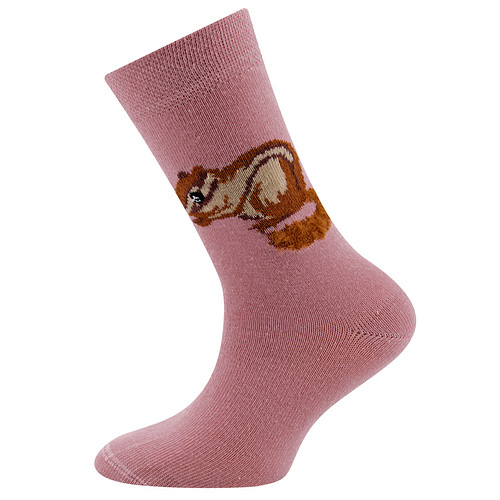 Kindersokken Ewers Meisjes - Bruine Eekhoorn met geborstelde Staart - Roze
