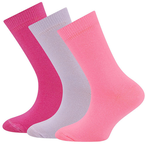 3-Pack Kindersokken Ewers - Effen kleuren - Lila & Roze & Fuchsia