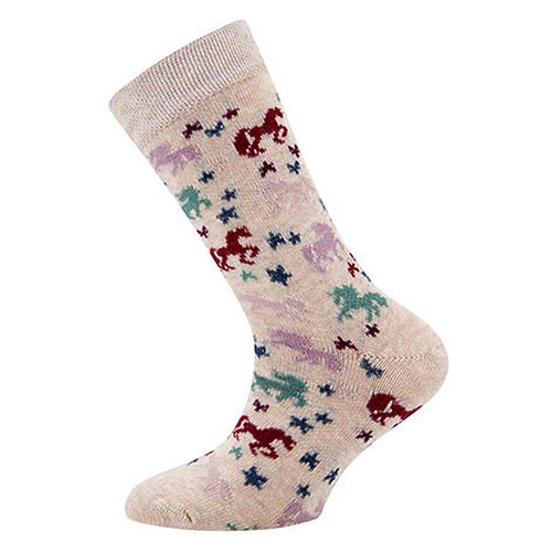 Kindersokken Ewers Meisjes - Beige met Gekleurde Eenhoorns & Sterrren - Rood/Roze/Groen/Blauw