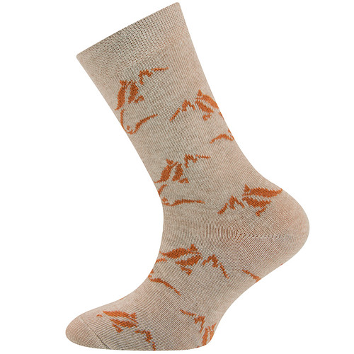 Kindersok Ewers Beige met Oranjebruin Patroon van Paardenhoofdjes