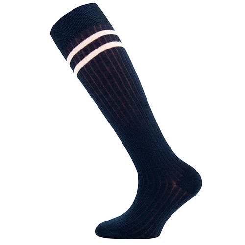 Kniekous Ewers Kindermaat - Donkerblauw met Rib en Witte Strepen
