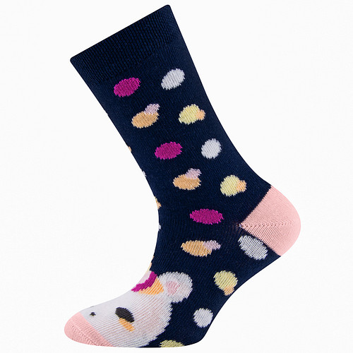Meisjessokken Ewers Kindermaat - Donkerblauw met Eenhoorn & Gekleurde Dots