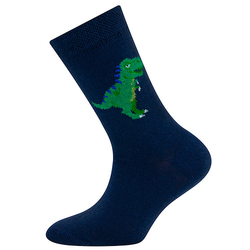 Sokken Ewers Kindermaat - Donkerblauw met T-Rex Dinosaurus Groen