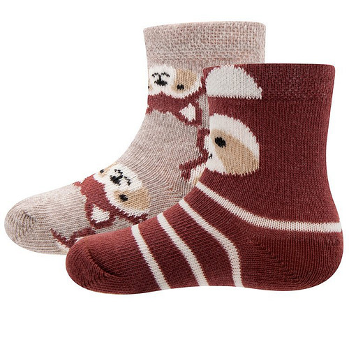 Babysokjes met Wasbeertjes Bruin/Beige - Dubbelpak - Ewers