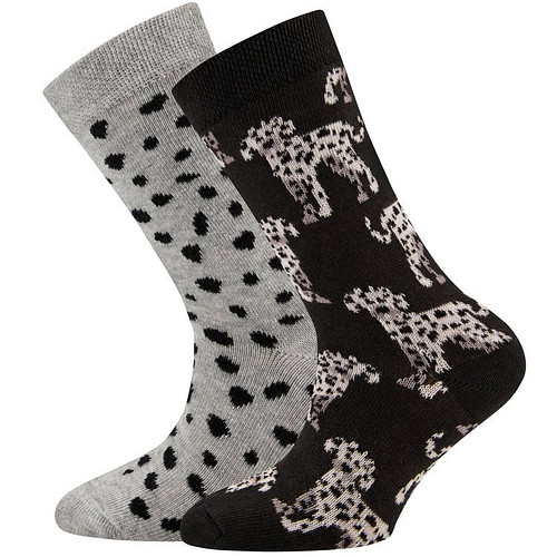 Meisjessokken - Dubbelpak Zwart/Grijs - Dalmatiers/Vlekken - Ewers