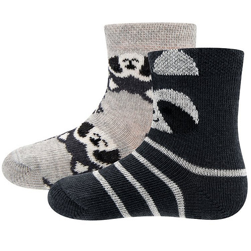 Babysokjes met Wasbeertjes Donkergrijs/Lichtgrijs - Dubbelpak - Ewers