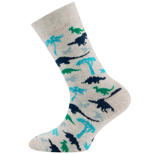 Kindersok Ewers Lichtgrijs met T-rex en Dinosaurussen Aqua-Groen-Donkerblauw