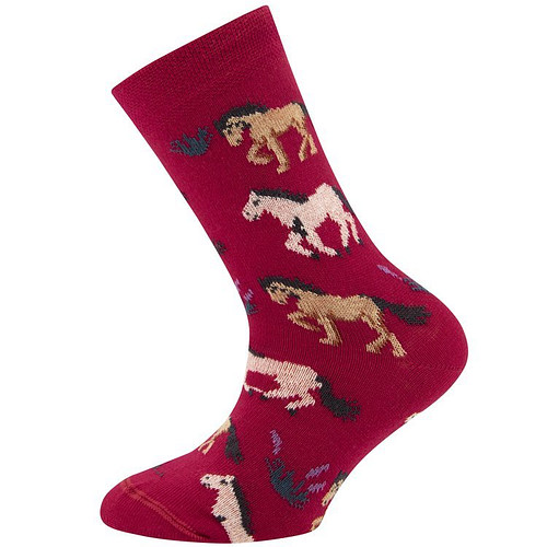 Meisjessok Fuchsia/Rood met Paarden - Ewers