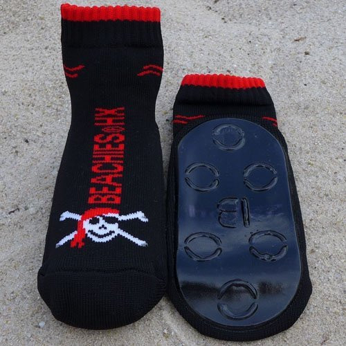 Beachies aquasokken/strandsokken/surfschoentjes met stevige antislipzool zwart met piraat
