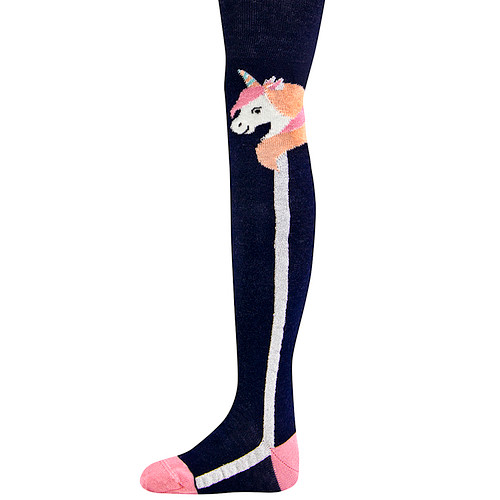 Maillot Ewers Kindermaat - Donkerblauw & Roze met Eenhoorn - Lurex zilverkleurige streep