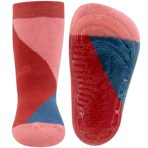 Antislipsokken Kleurvlakken Roze/Rood/Blauw