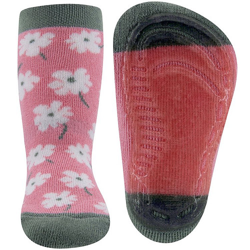 Antislipsokken Oudroze met bloemetjes